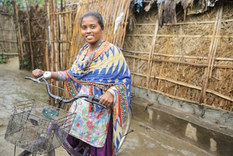 Woman with bicycle